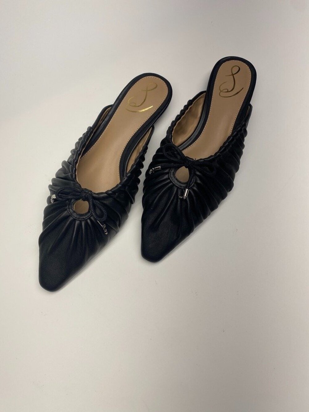 Sam Edelman  Womens Julia Black Leather Pointy Slip On Flats Sz 10